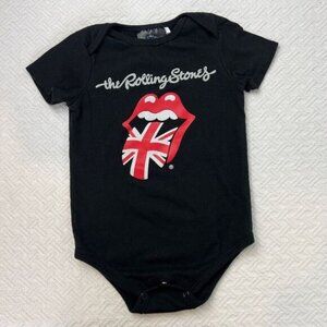 The Rolling Stones 2019 Baby 12-18M Lips Tongue Band Onesie One Piece Black